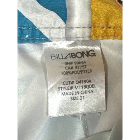 Billabong Men’s Flag Print Board Shorts Size 31 Swim Surf Trunks Performance - Picture 4 of 8
